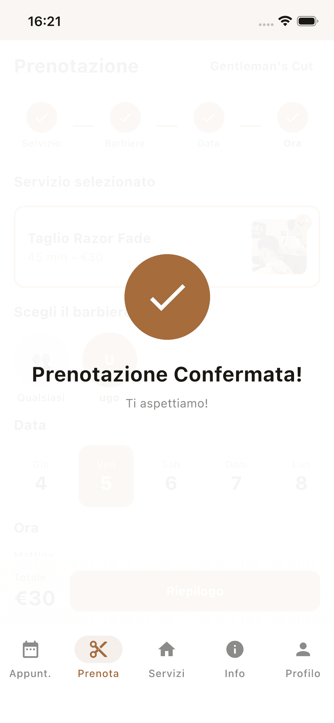 Prenotazione confermata