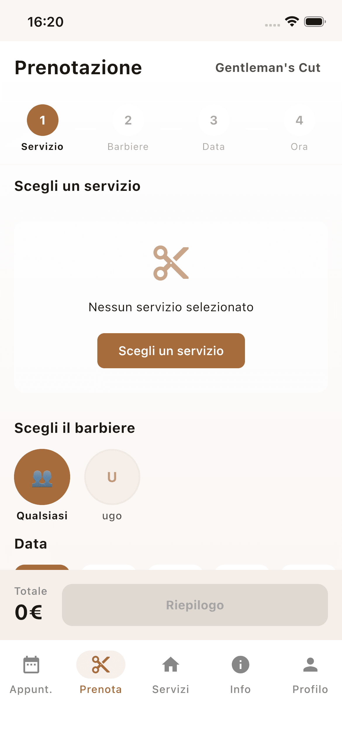 Flusso prenotazione cliente