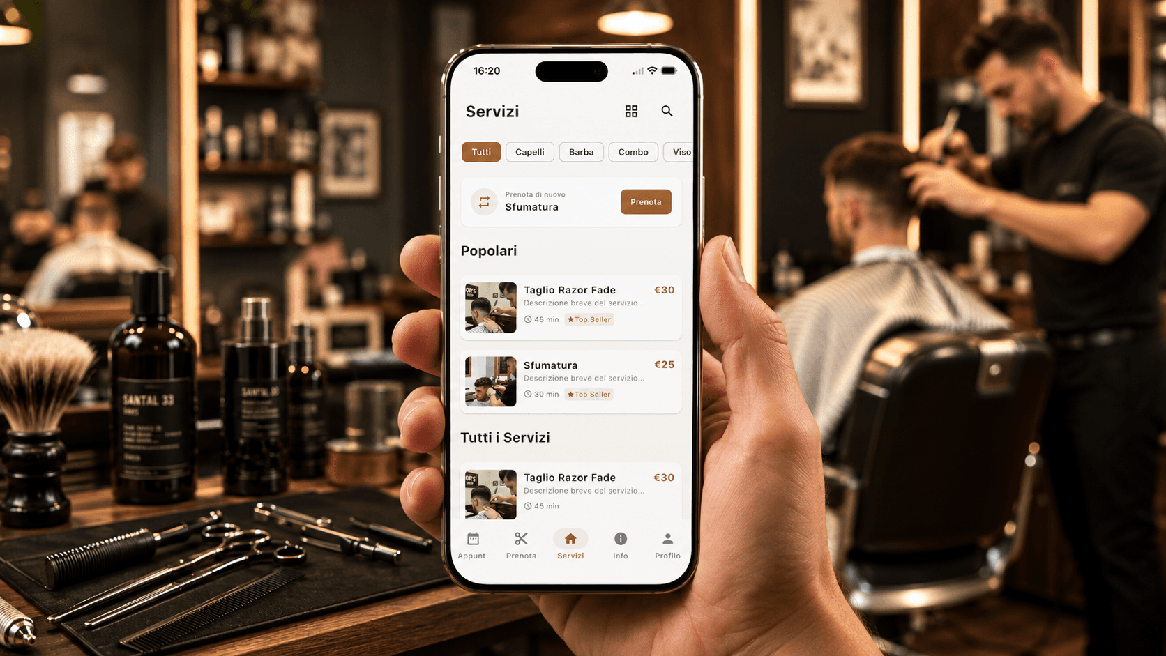 App parrucchiere in barber shop